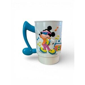 Vintage Mickey Mouse Walt Disney World on Ice 3-D Plastic Mug Cup - BLUE Handle